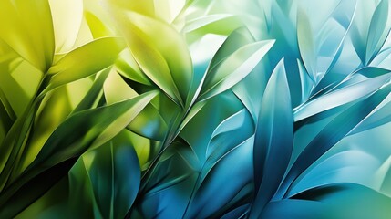 Poster - abstract art with green and blue tones, nature inspired. artistic expression and creativity concept