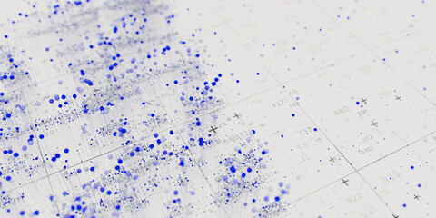 Poster - Abstract data clusters visualization. AI technology neural patterns. Digital information presentation, futuristic graph. 