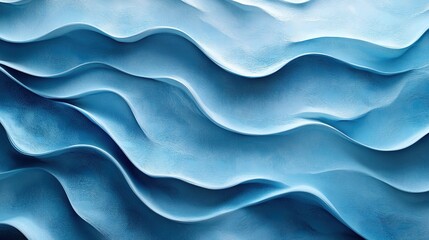 Poster - Abstract Blue Waves: Textured, Flowing, and Serene Composition w