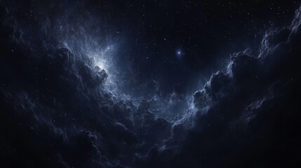 Wall Mural - Cosmic Nebula with Blue and White Glowing Stars
