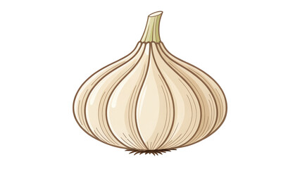 Poster - garlic bulb illustration with minimalistic style, featuring smooth, clean design. garlic is depicted with light color palette, emphasizing its natural texture and shape