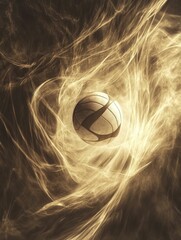 Poster - Ethereal basketball: A swirling nebula of energy surrounds the central sphere