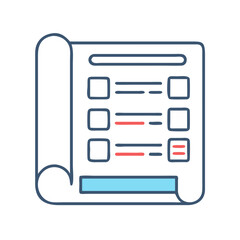 Aufkleber - rolled project plan document icon representing strategic planning and organization