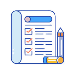 Aufkleber - rolled project plan document icon representing strategic planning and organization