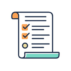Aufkleber - Scroll Document with Checklist Icon Representing Task Management and Organized Planning
