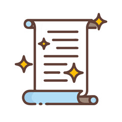Poster - Scroll with Sparkling Article Icon Representing Featured Content and Highlighted Information