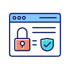 Leinwandbilder - Secured Web Page Icon Representing Online Privacy and Data Protection