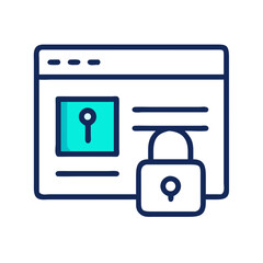 Leinwandbilder - Secured Web Page Icon Representing Online Privacy and Data Protection