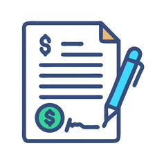 Fototapete - Signed Financial Document Icon Representing Approved Agreement and Official Paperwork
