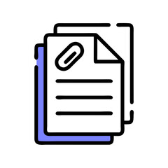 Fototapete - Stacked Documents with Paperclip Icon Representing Organized Files and Office Paperwork