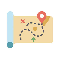 Aufkleber - Treasure Map Icon Representing Exploration Route and Adventure Path