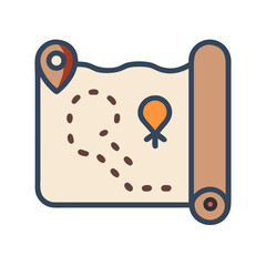 Aufkleber - Treasure Map Icon Representing Exploration Route and Adventure Path