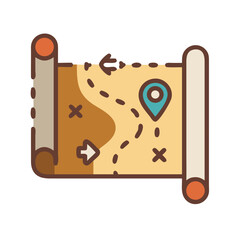 Aufkleber - Treasure Map Icon Representing Exploration Route and Adventure Path