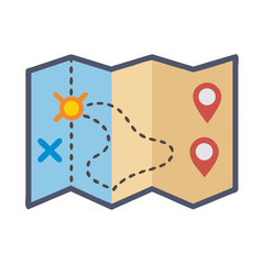 Aufkleber - Treasure Map Icon Representing Exploration Route and Adventure Path