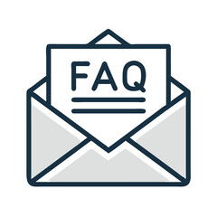 Leinwandbilder - Envelope with FAQ Document Icon Representing Email Help Support