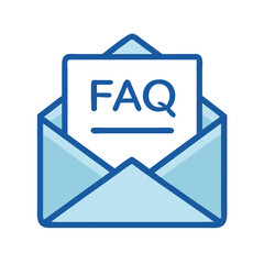 Poster - Envelope with FAQ Document Icon Representing Email Help Support