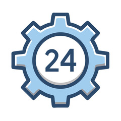 Poster - Gear with 24 Label Icon Representing Round-the-Clock Technical Support

