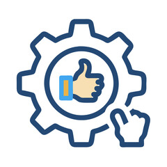 Poster - Gear with Thumb Icon Representing Optimized Technical Performance