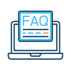 Leinwandbilder - Laptop with FAQ Window Icon Representing Web-Based Help