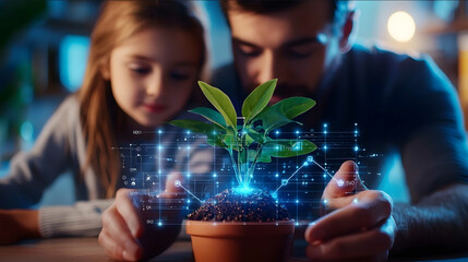 an 8k cinematic depiction of a family using energyefficient technologies in their home with digital 