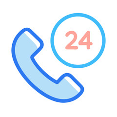 Fototapete - Phone with 24 Clock Icon Representing Round-the-Clock Support