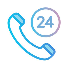 Fototapete - Phone with 24 Clock Icon Representing Round-the-Clock Support