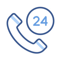 Fototapete - Phone with 24 Clock Icon Representing Round-the-Clock Support