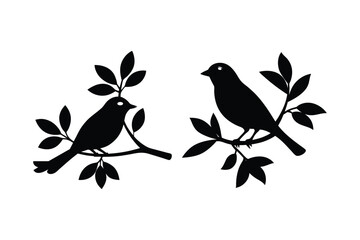 bird on branch vector silhouette
