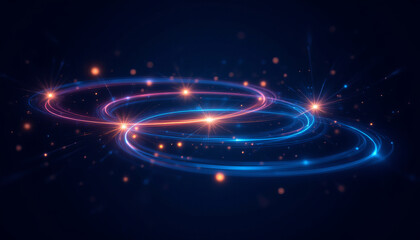 Aufkleber - Colorful light trails create mesmerizing visual effect in dark background