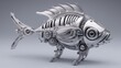 © Ant - A metallic, mechanical fish sculpture showcasing intricate gears and sleek design, blending art and engineering in a unique way.
