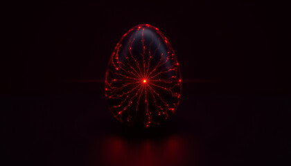 Poster - dark egg with glowing red pattern, radiating energy and intrigue