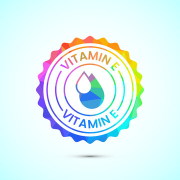 Vitamin E icon design illustration. Vitamin E sign symbol in low poly style