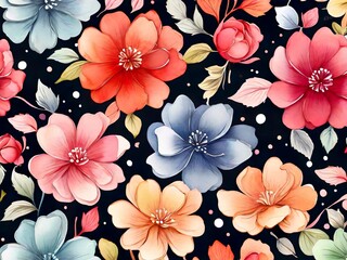 Wall Mural - Vintage Blossom Escape: Seamless Floral Vector Wallpaper Design for Spring and Summer Décor