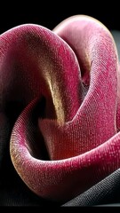 Poster - Elegant pink and black silk fabric with flowing curves and detailed texture in macro view