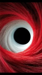 Poster - Whirling tunnel of red and white synthetic fibers in dynamic spiral motion, abstract visual of speed and energy