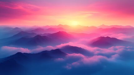 Wall Mural - sunset in the mountains