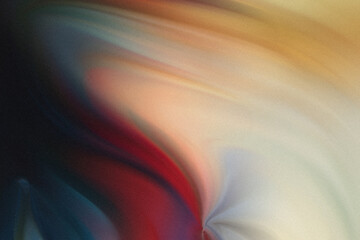 Poster - A blurred abstract background featuring a blend of red white yellow and blue colors in a soft gradient effect