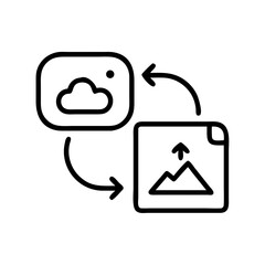 Poster - Cloud Storage Management Auto Backup Concept with Data Flow Symbols  