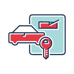 Poster - Cloud Storage Management with Car Icon and Key Illustration  