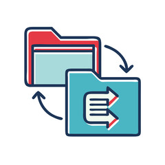 Poster - File Backup Management Illustration with Data Transfer Symbols  