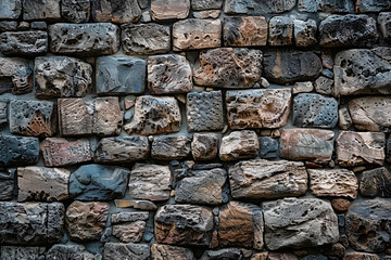 Poster - Detailed texture and pattern of a rough stone wall