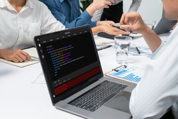 Aufkleber - Software development programming on computer screen for brisk application and program coding