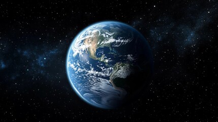 Wall Mural - a blue and white planet in the middle of the night sky. the planet is surrounded by a lot of stars
