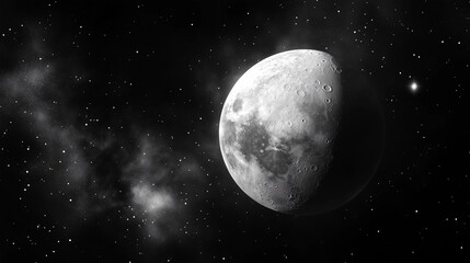 Wall Mural - a close up of a moon in the night sky. the moon is the only object in the image, and it is surrounde