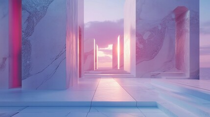Wall Mural - a large white building with a blue sky in the background. the sky is filled with clouds and the sun 