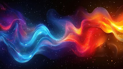 Poster - Abstract cosmic energy flow with vibrant color swirls and glittering particles