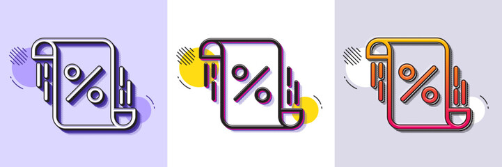 Poster - loan percent line icon. halftone dotted pattern. gradient icon with grain shadow. discount blueprint