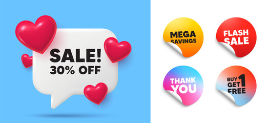Aufkleber - sale speech bubble, sticker tags. get free, flash sale stickers. sale 30 percent off discount. promo