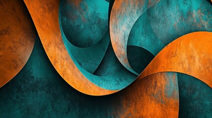 Poster - 4K Abstract wallpaper colorful design, shapes and textures, colored background, teal and orange colores