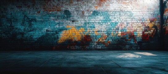 Urban Graffiti Brick Wall Interior